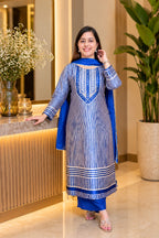 Electric Blue Gajji Silk Design | Pant Set