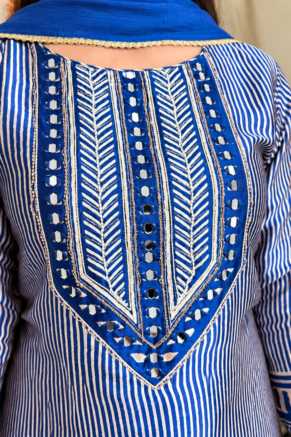 Electric Blue Gajji Silk Design | Pant Set