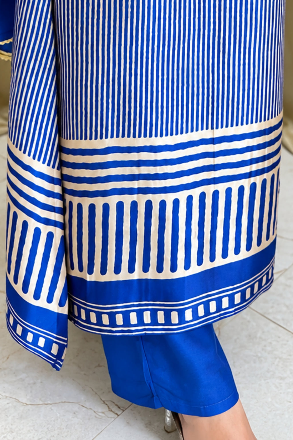 Electric Blue Gajji Silk Design | Pant Set