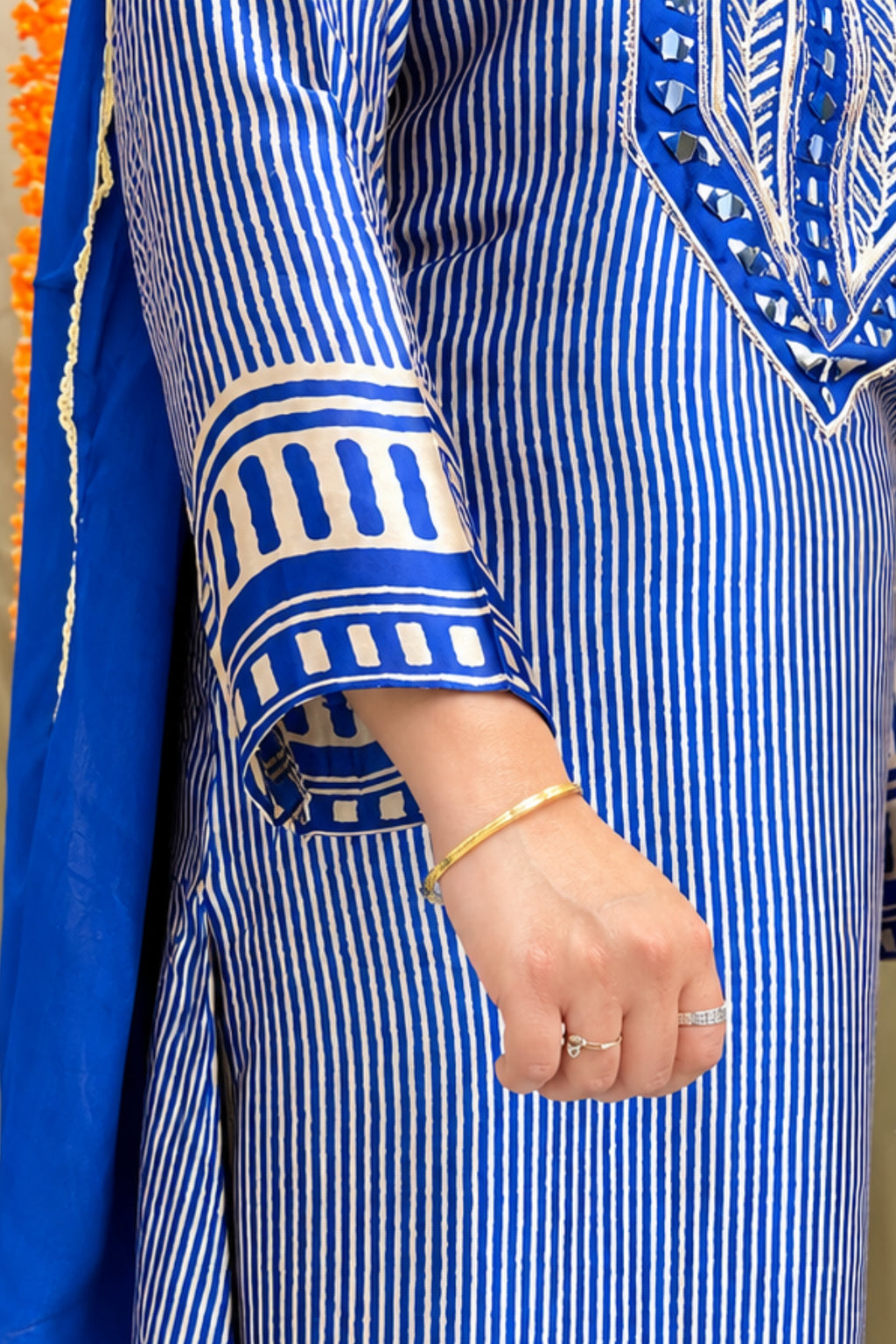 Electric Blue Gajji Silk Design | Pant Set
