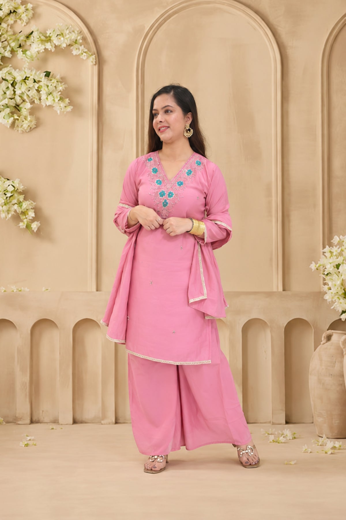 Mul Chanderi | Flairy Plazzo Set