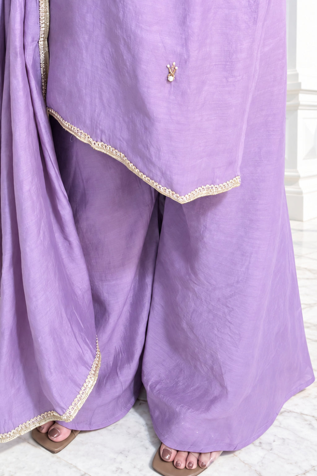 Mul Chanderi Fabric | Flairy Plazzo Set