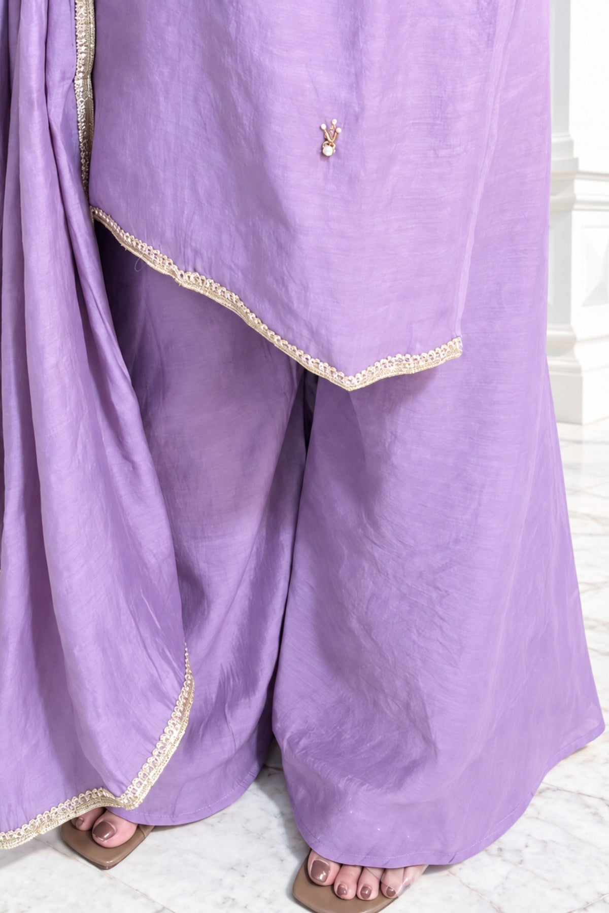 Mul Chanderi Fabric | Flairy Plazzo Set