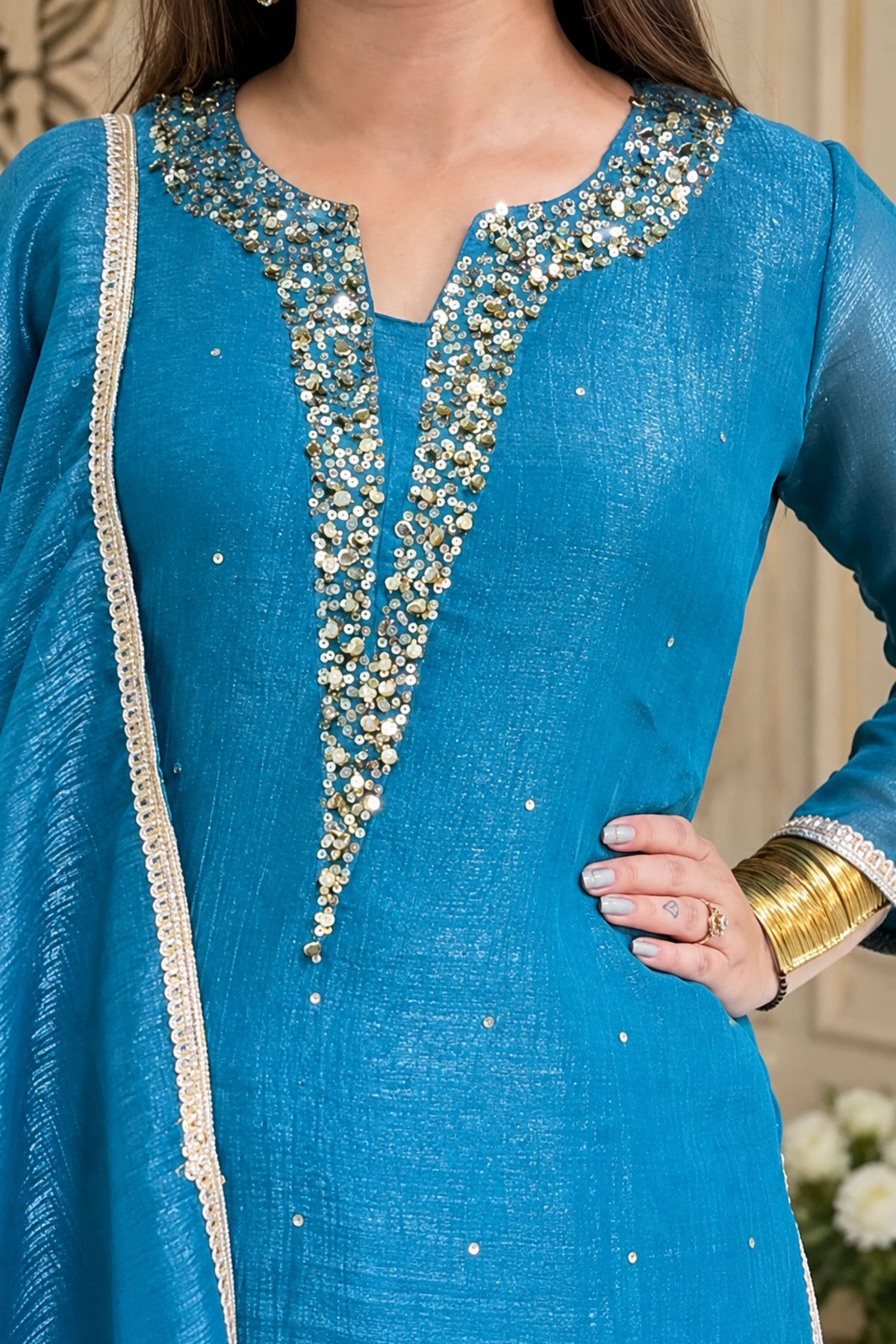 Crunchy Silk Fabric | PANT SET