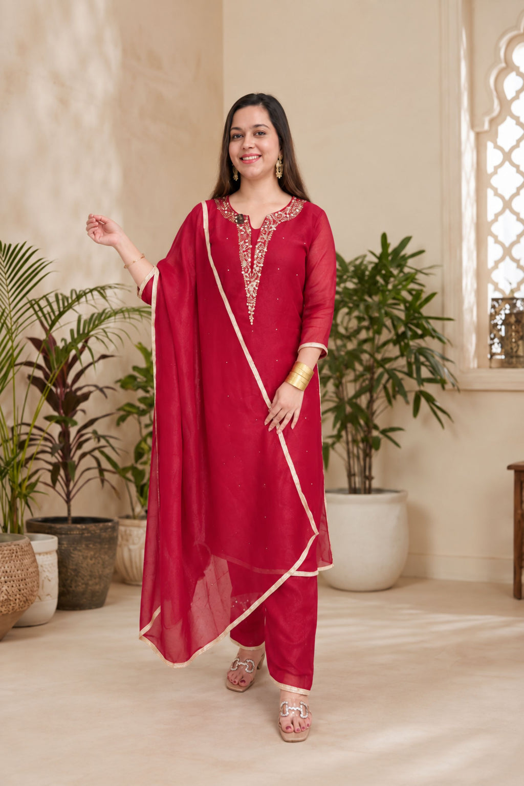 Crunchy Silk Fabric | PANT SET