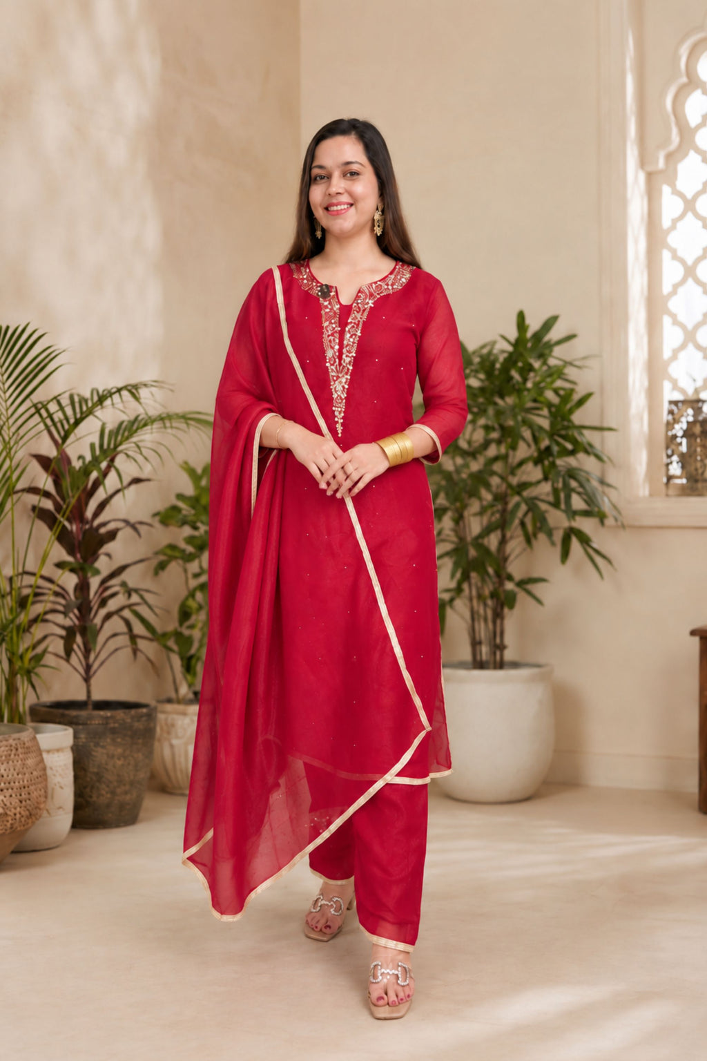 Crunchy Silk Fabric | PANT SET
