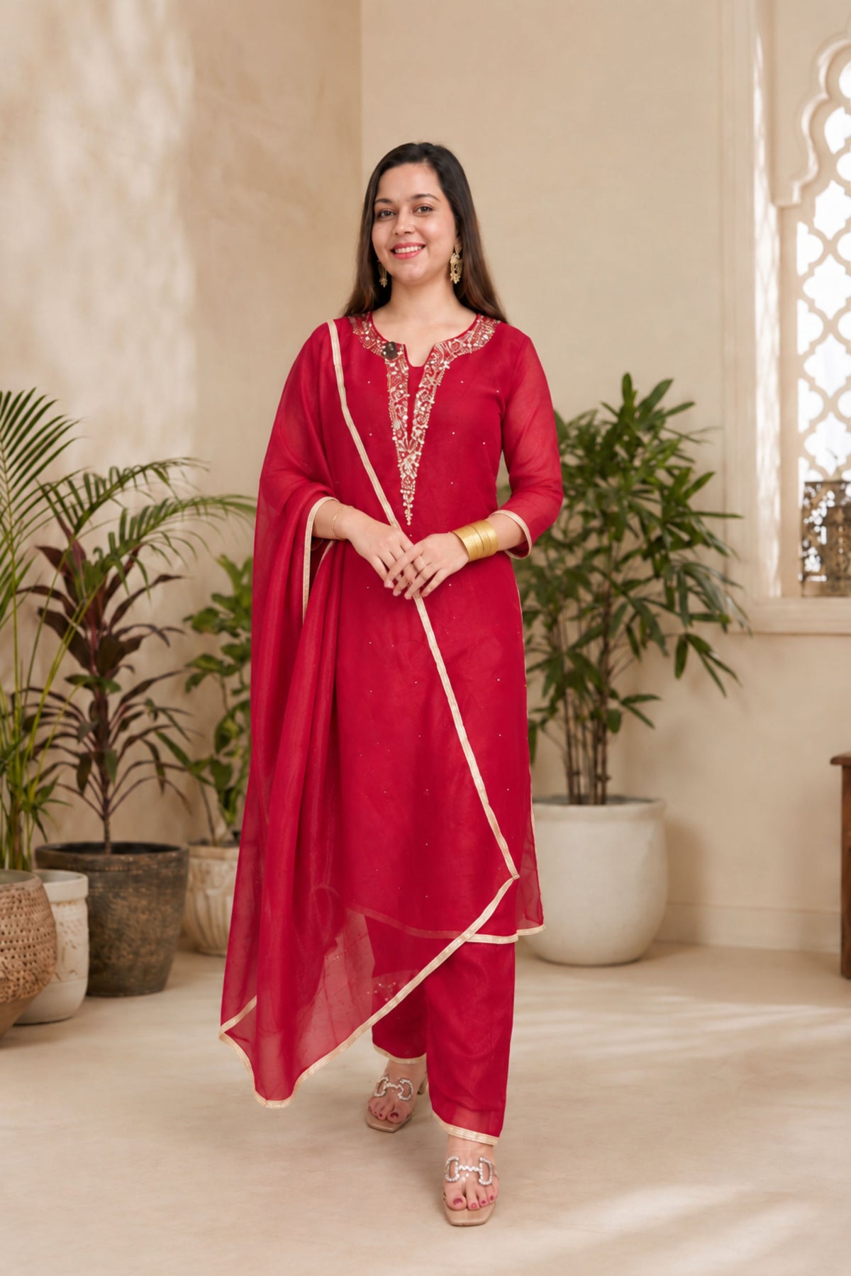 Crunchy Silk Fabric | PANT SET