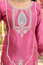 Onion Pink Embroidered Design | Farshi Set