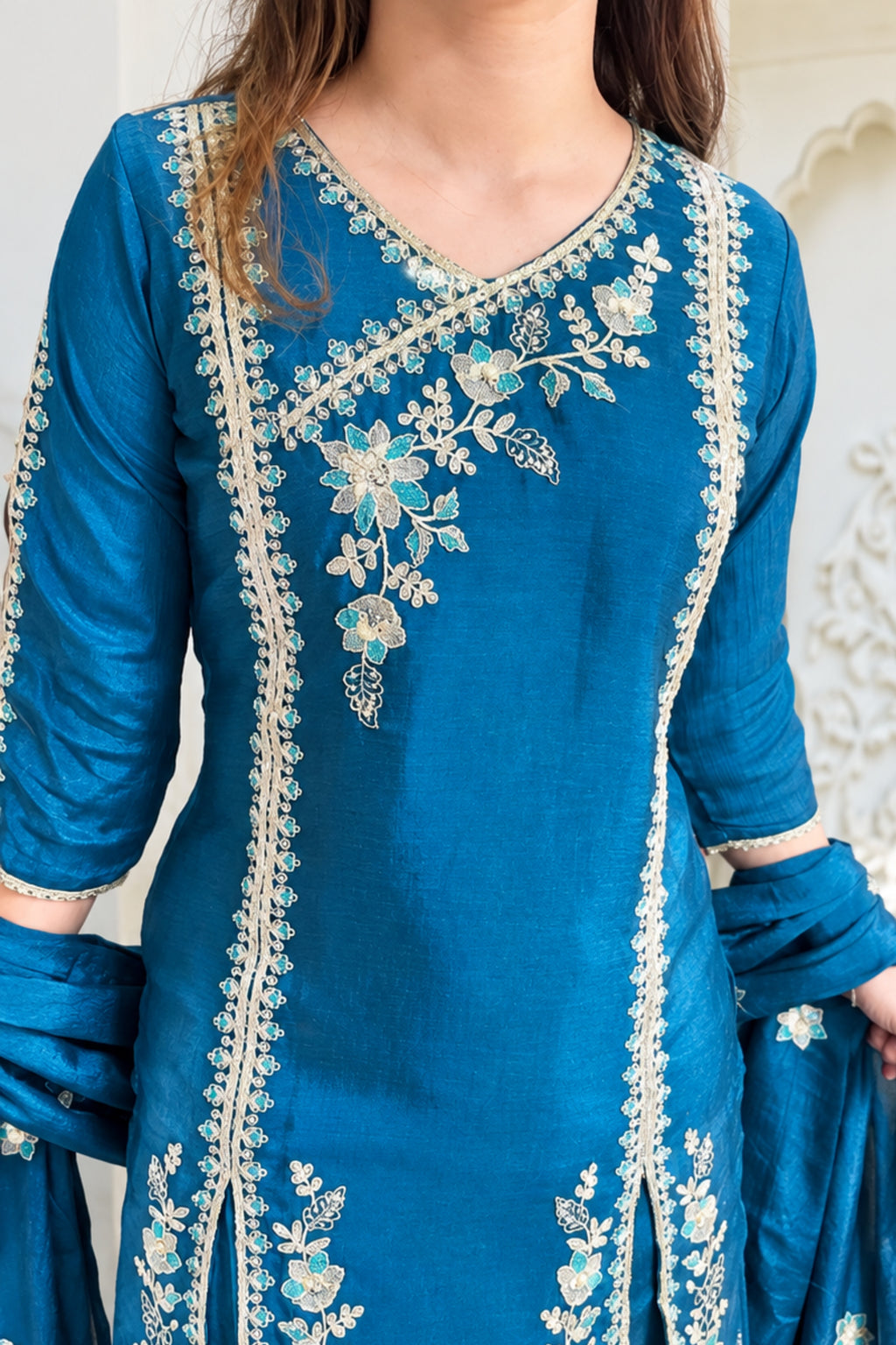 Chinon Embroidery Suit | Flairy Plazzo Set