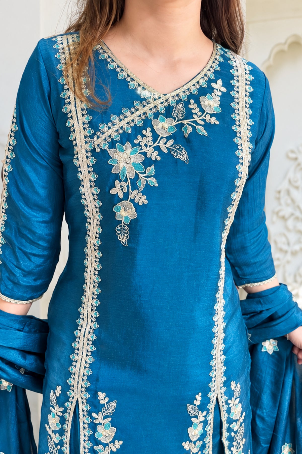 Chinon Embroidery Suit | Flairy Plazzo Set