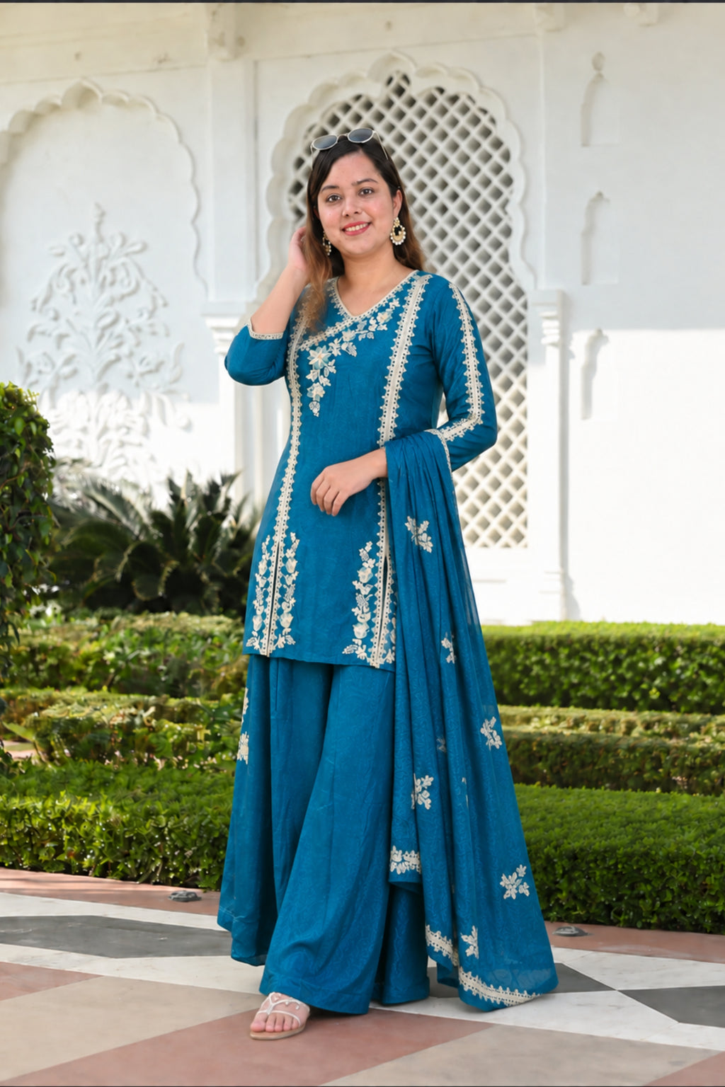 Chinon Embroidery Suit | Flairy Plazzo Set