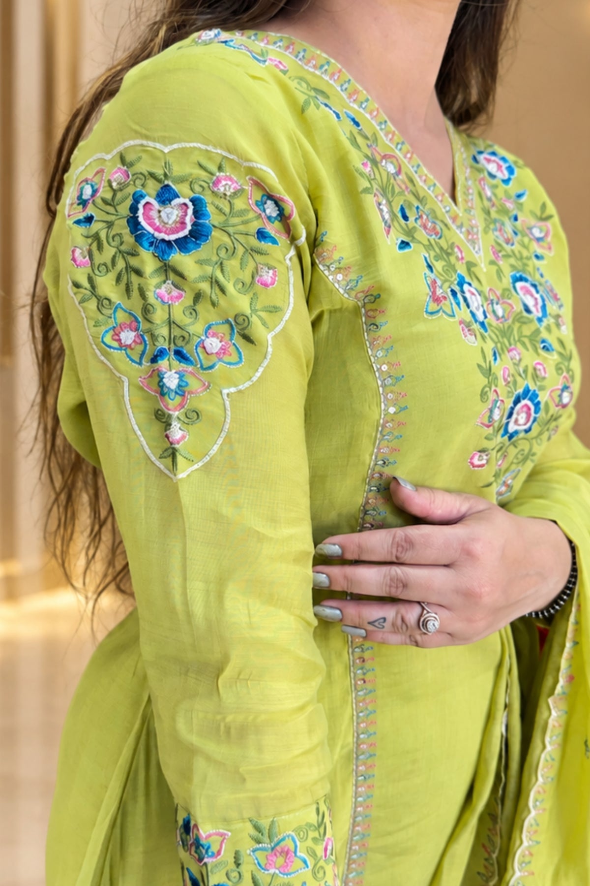 Blush & Lime Blossom Suit | Pant Set