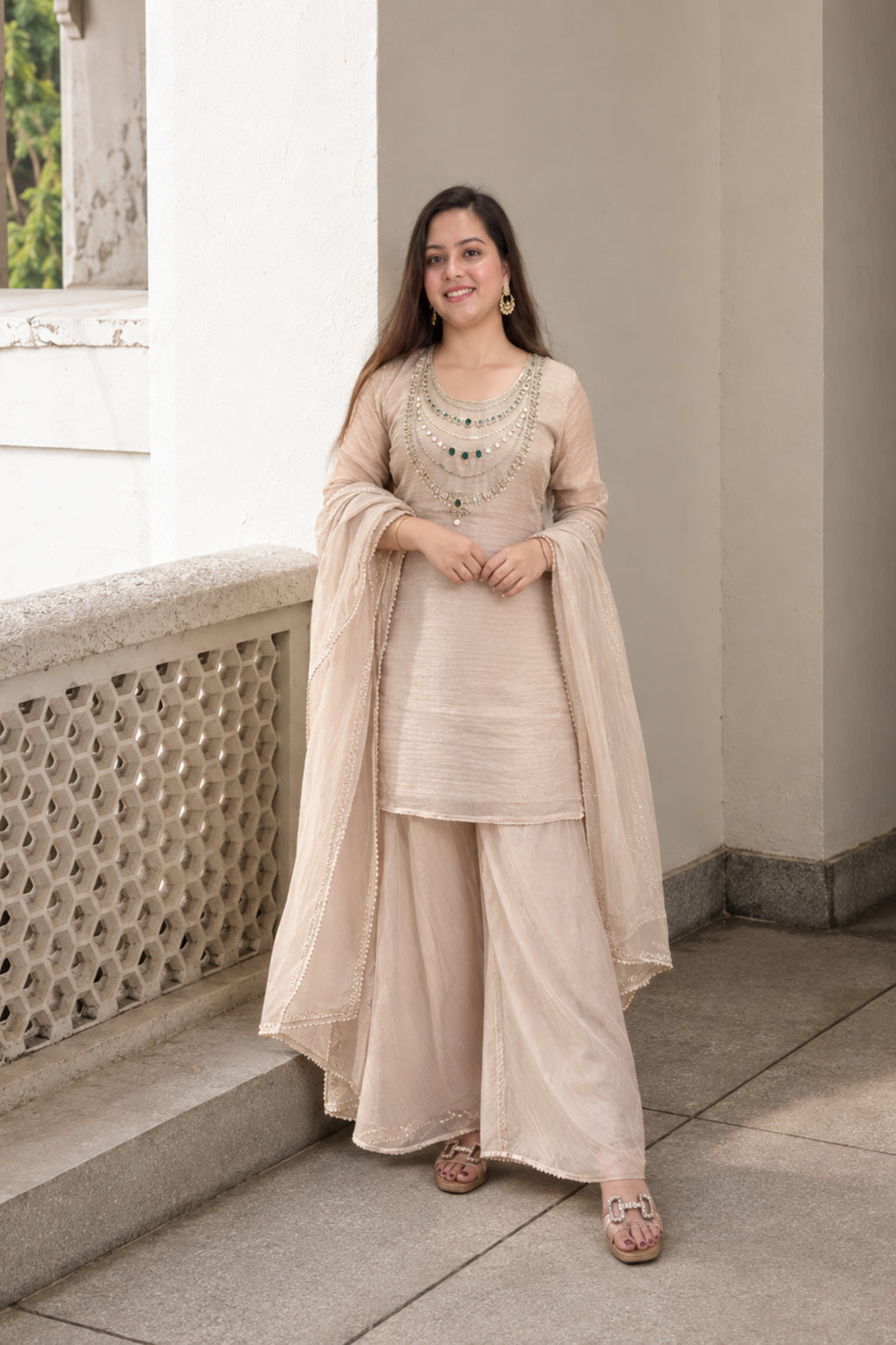 Necklace Design Suit | Flairy Plazzo Set