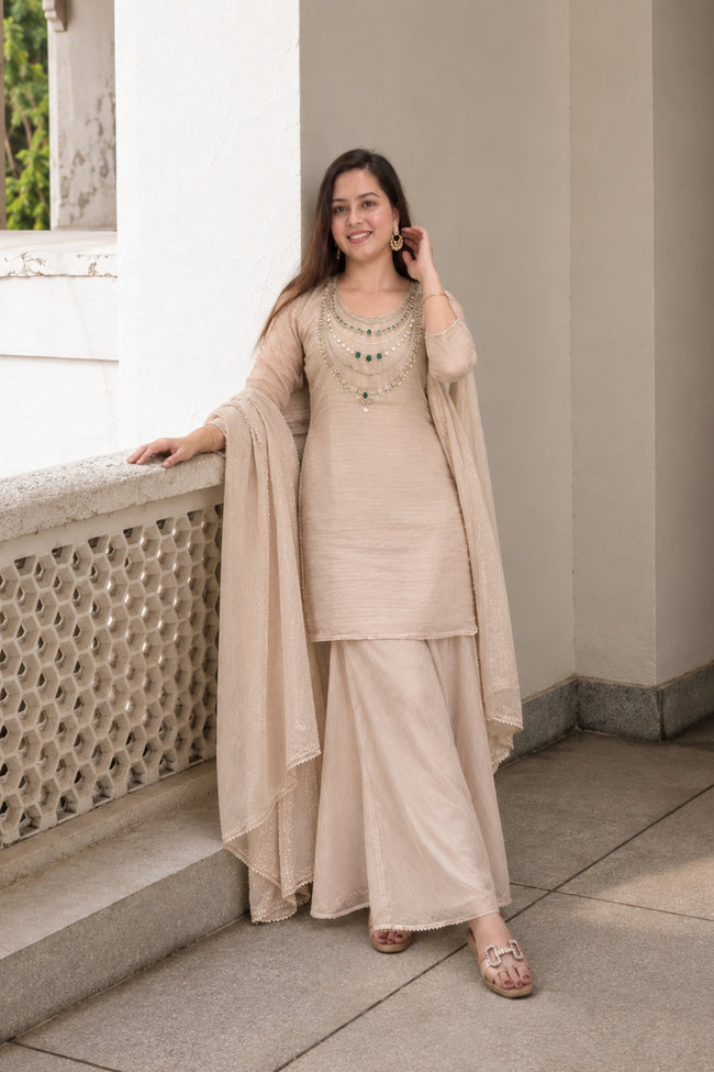 Necklace Design Suit | Flairy Plazzo Set Main Image