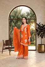 Chinon Orange Suit | Flairy Plazzo Set