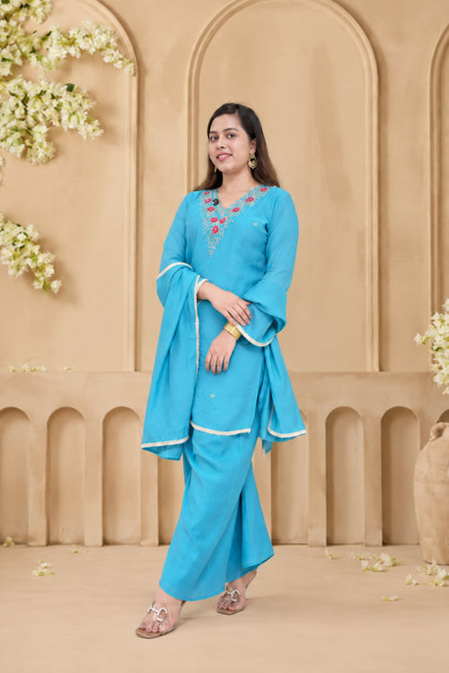 Mul Chanderi | Flairy Plazzo Set