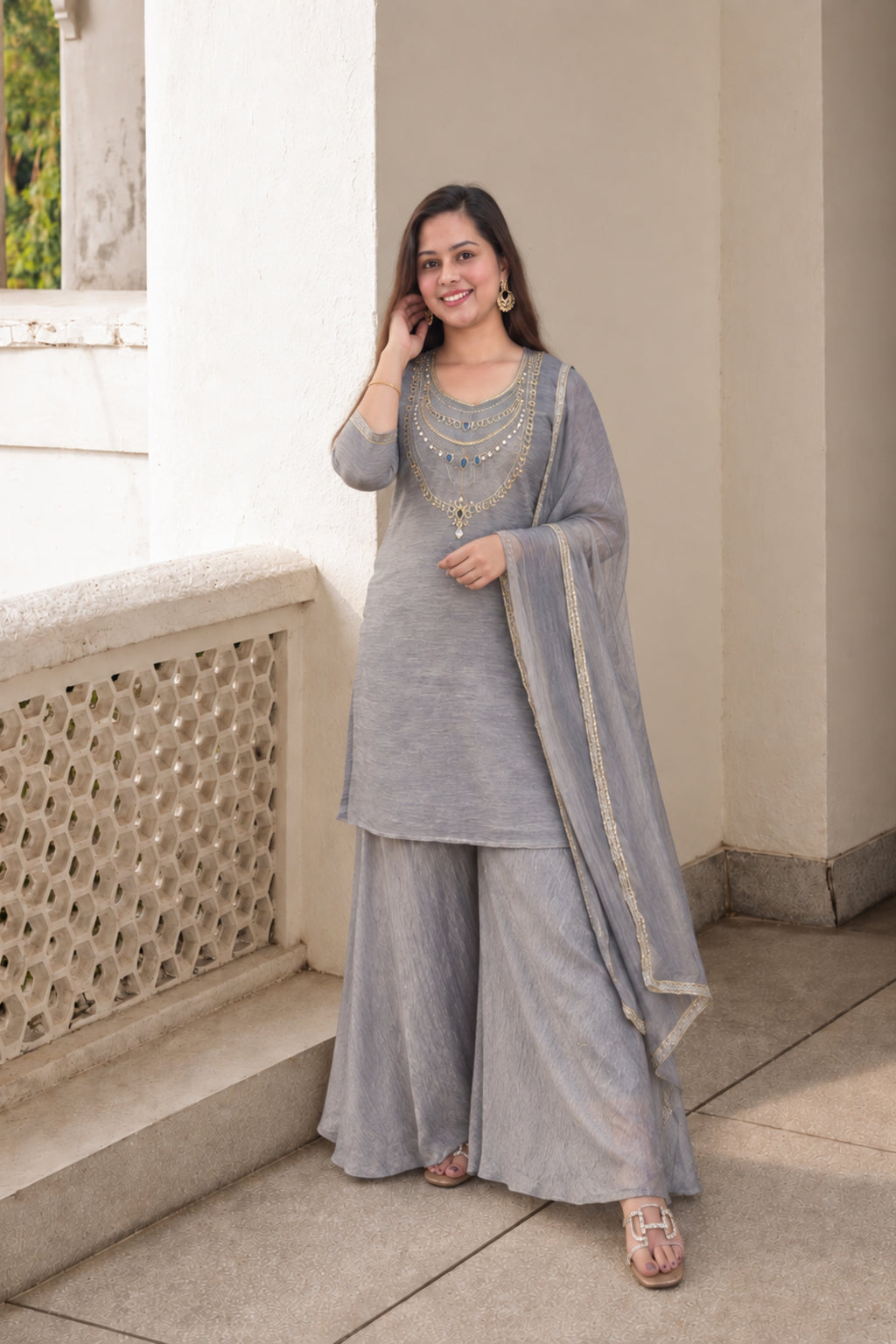 Necklace Design Suit | Flairy Plazzo Set