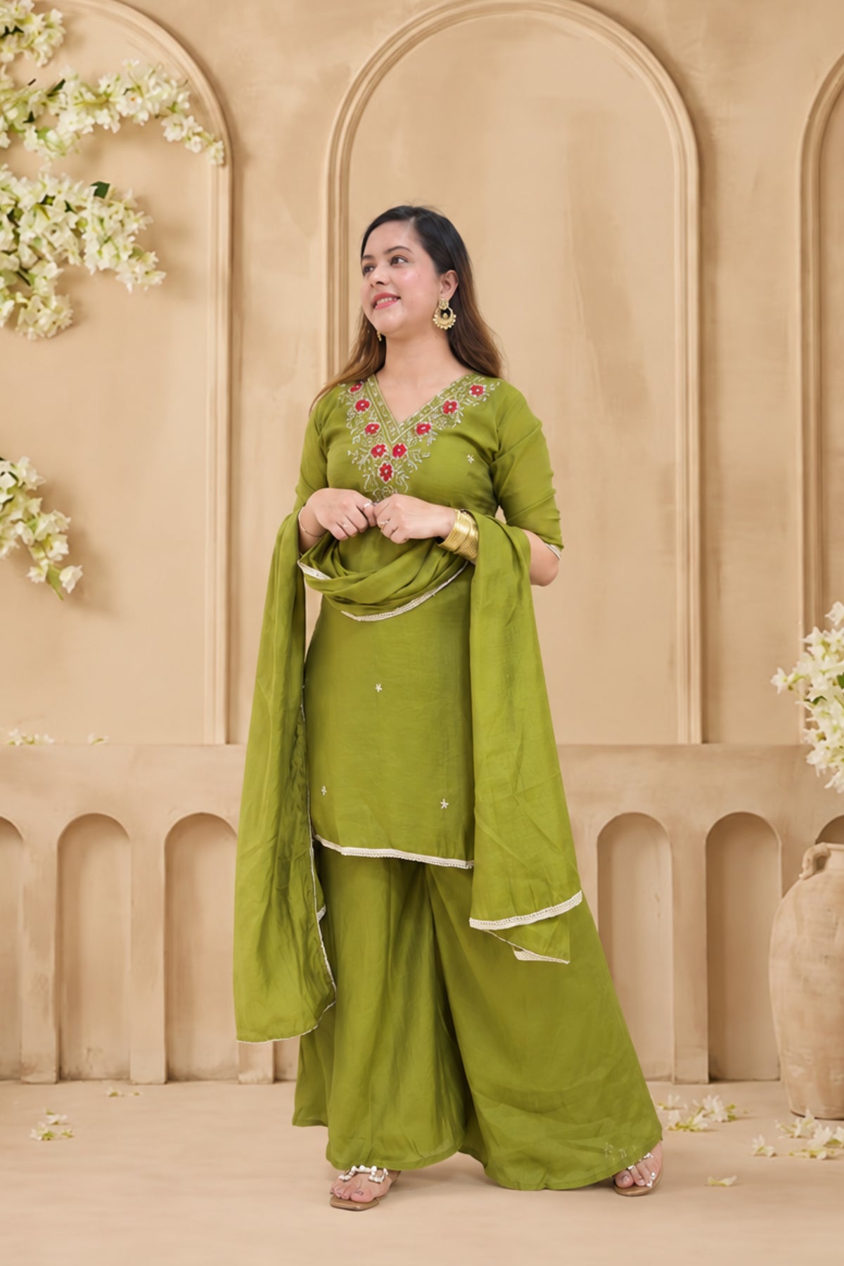 Mul Chanderi | Flairy Plazzo Set