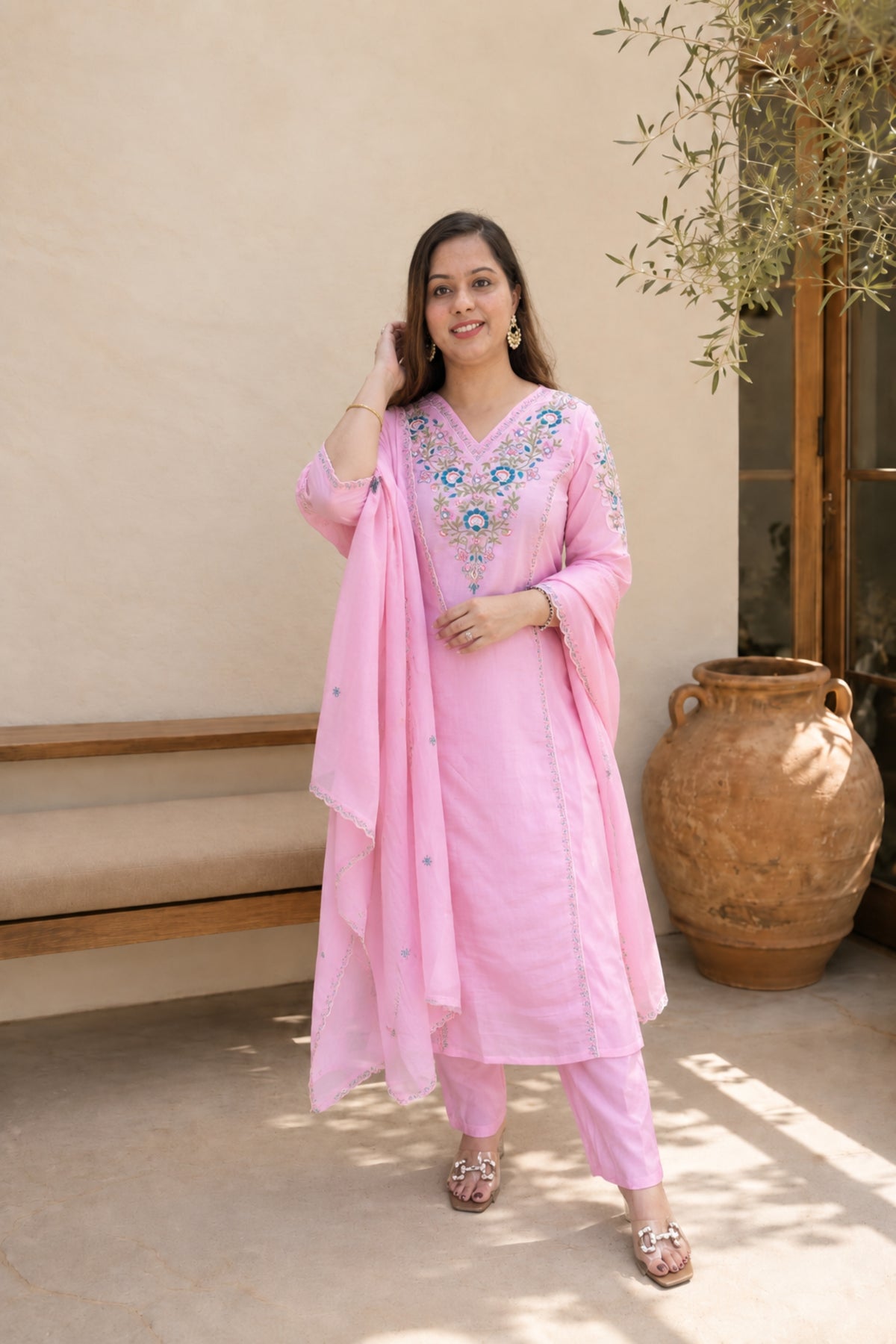 Blush & Lime Blossom Suit | Pant Set