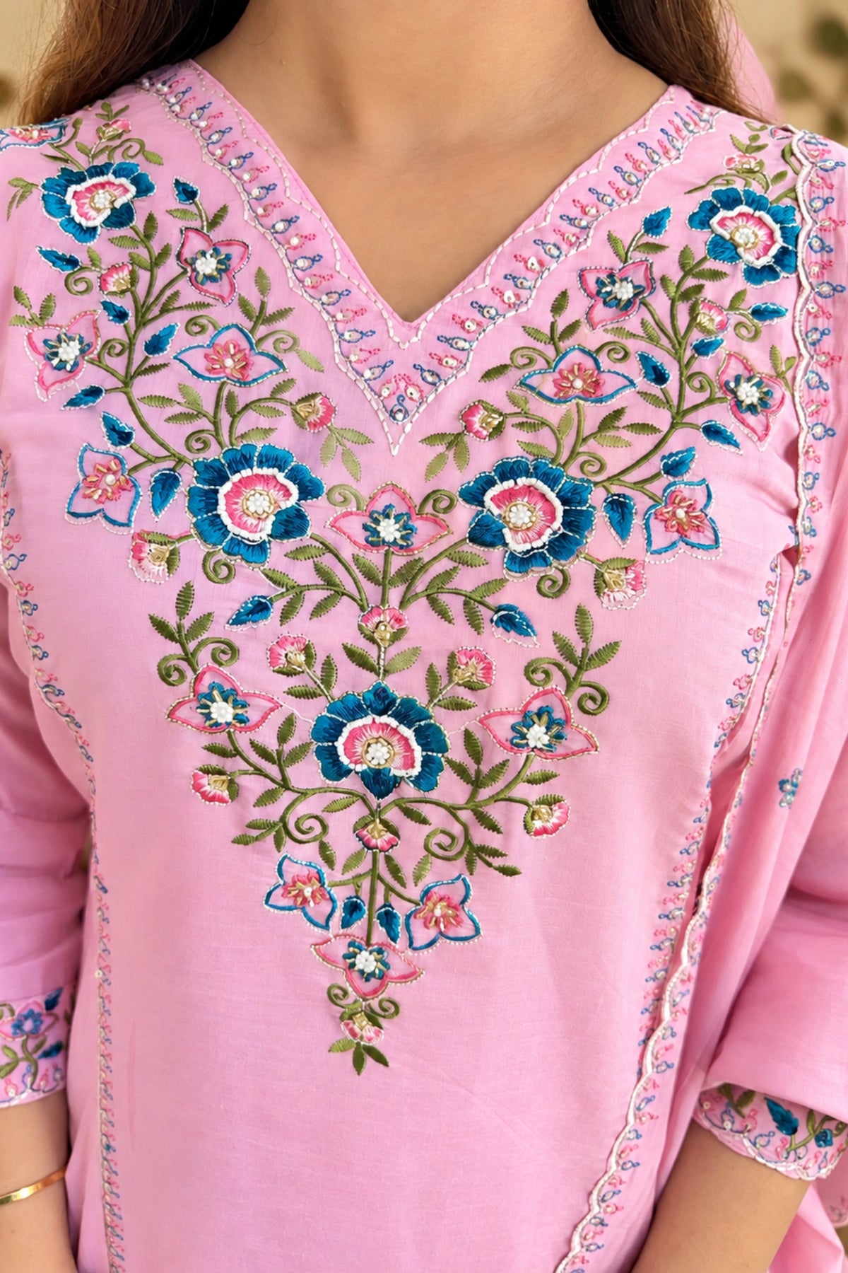 Blush & Lime Blossom Suit | Pant Set