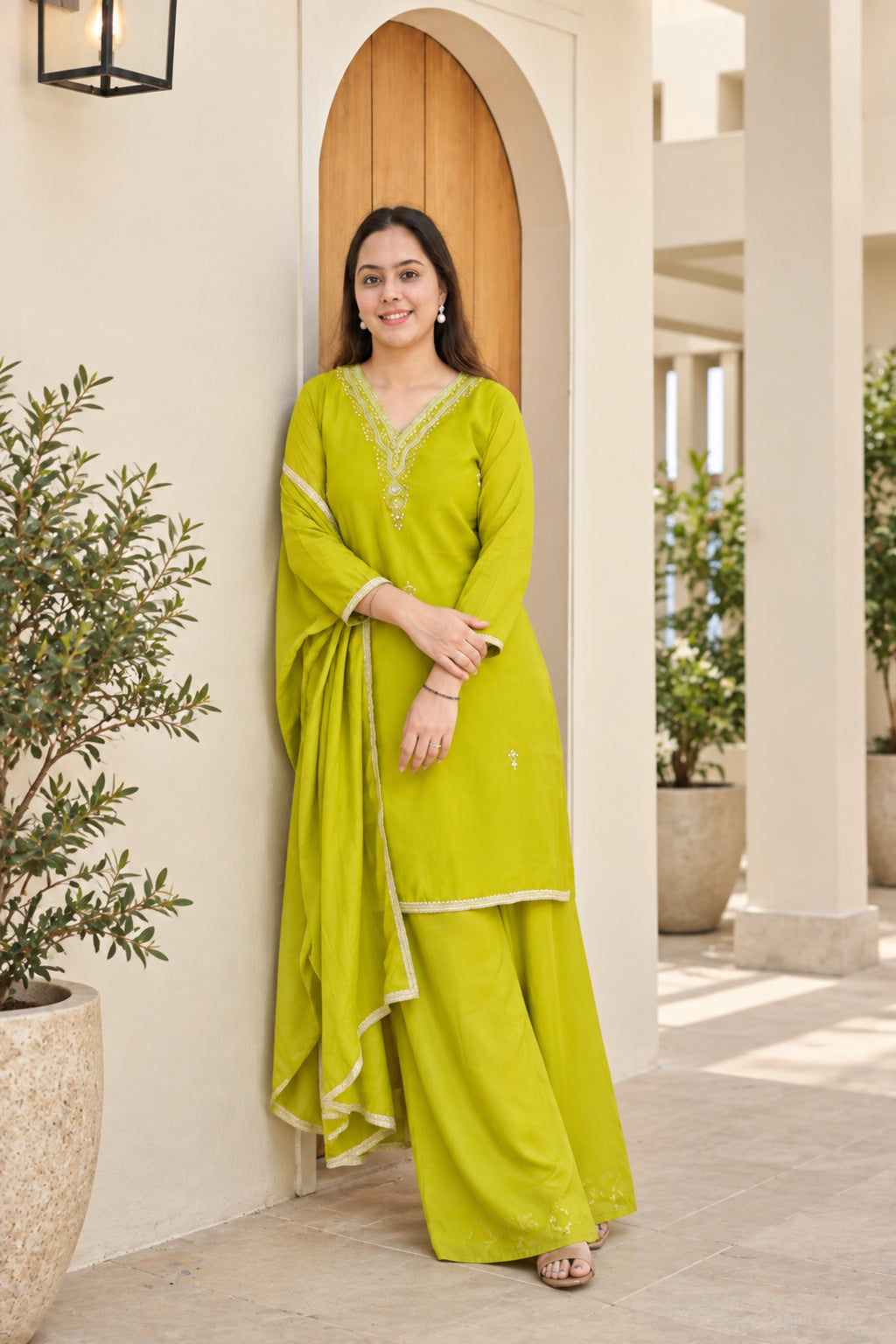Mul Chanderi Fabric | Flairy Plazzo Set