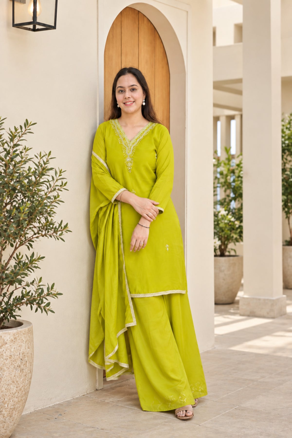 Mul Chanderi Fabric | Flairy Plazzo Set